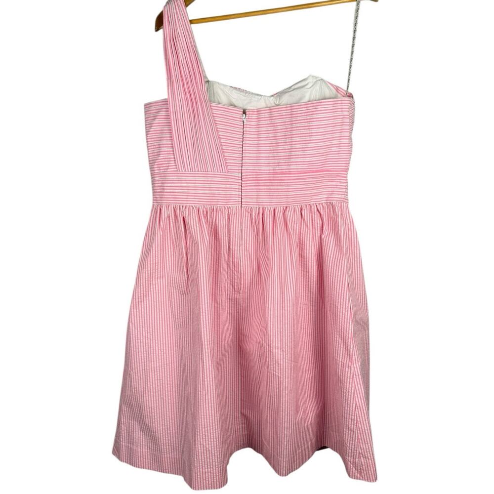 Lilly Pulitzer Plus Addison Dress in Pink Tropics Seersucker Fit & Flare Size 14 - Picture 10 of 13